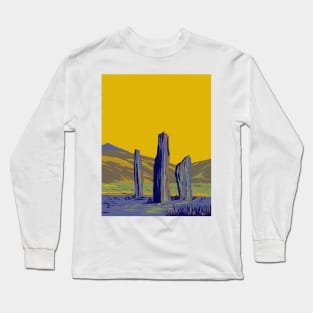 Standing Stones on Machrie Moor in the Isle of Arran in Scotland WPA Art Deco Poster Long Sleeve T-Shirt